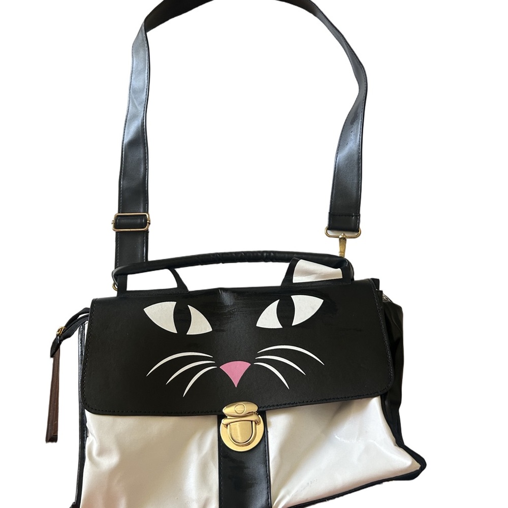 Wink Cat Insulated wine/flask bag Black and White Handbag - Picture 6 of 13